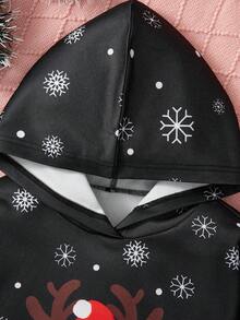 Women's Black Minimalist Christmas Graphic Crew Neck Long Sleeve Sweatshirt Christmas Shirt Christmas Sweater Reindeer Christmas Sweater Family Christmas Outfits Family Matching Outfits