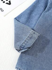 Young Boys' Casual Washed Plain Relaxed Denim Top, Autumn - Medium Wash - View 5