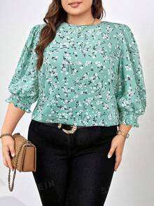 SHEIN Clasi Áo cánh hoa thanh lịch cỡ lớn dành cho nữ, mùa thu - Nhiều màu - Xem 1