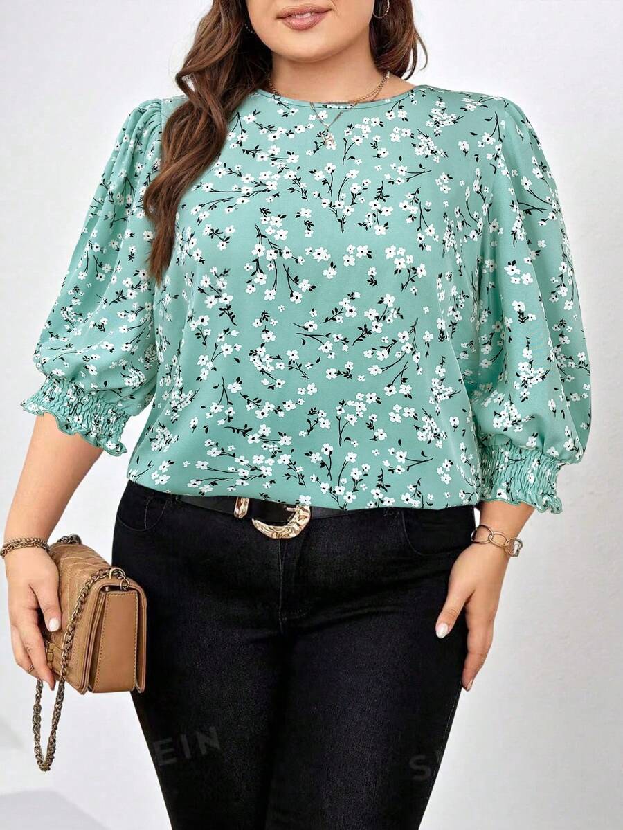 SHEIN Clasi Áo cánh hoa thanh lịch cỡ lớn dành cho nữ, mùa thu - Nhiều màu - Xem 1