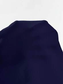 SHEIN Unity Camiseta casual de mujer de unicolor, cuello redondo, manga larga, plisada y de corte ajustado - Azul Marino - Ver 7