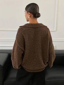 DAZY Suéter holgado y casual de mujer, color marrón, para otoño/invierno - Negro - Ver 2