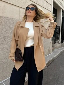 Auralis Jachetă de toamnă cu guler crestat și două nasturi, mărime plus, casual