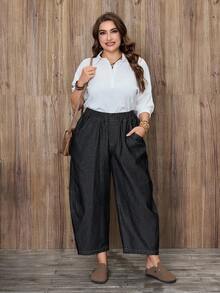 EMERY ROSE Plus Size Women's Solid Color Casual Pocket Jeans