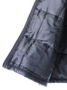 SHEIN Conjunto de 3 piezas para niños/preadolescentes: Abrigo sin mangas con parche de letra en cuello alto, Sudadera holgada con capucha de manga larga de unicolor, Pantalones con cordón de unicolor. Adecuado para ir y venir, escuela, uso diario casual, viajes, deportes, primavera/verano/otoño/invierno