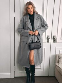 EMERY ROSE 女士落肩双排扣日常穿着大衣