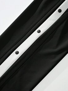 Manfinity Homme Loose Fit Men's Contrast Tape Button Side Drawstring Waist Sweatpants Black And White Track Pants Mens Black Track Pants With White Side Stripe Mens Streetwear Track Pants Mens Snap Button Track Pants Mens Wide Leg Track Pants - Multicolor - View 8