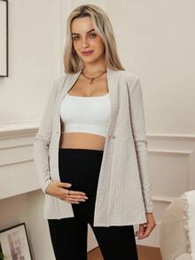 SHEIN Women's New Jacquard Textured Single Button Long Sleeve Jacket, Autumn/Winter