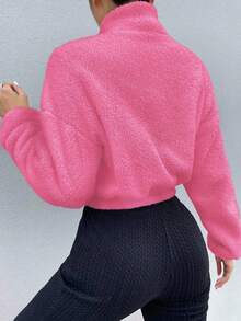 Chiquease 毛茸茸可爱个性加厚外套 - 玫紅色 - 查看 2