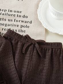 SHEIN Baby Girls Casual Versatile Solid Color Knit Long Sleeve T-Shirt Set Fall Winter