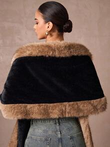 Lumalex 秋冬户外仿兔毛撞色披肩女式仿皮草外套女式仿皮草大衣女式冬季叠穿单品仿皮草披肩黑棕色仿皮草女式轻松舒适奢华舞会聚会派对宴会低调复古闪亮假日派对锐舞节郊游度假热门户外丰富层次婚礼季宴会身份证古尔邦节古尔邦节派对新年寒冷天气秋季新款女装 - 黑色 - 查看 10