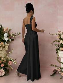 Rafferiza Women's Beaded Ruched Waist Bodycon Dress - Black - View 2