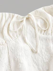 SHEIN MOD 女式露背褶饰蝴蝶结摆裙、派对女装、跨年晚会服装、化妆舞会礼服、生日女装、性感连衣裙、蝴蝶结连衣裙、新年公主女装 - 卡其色 - 查看 5