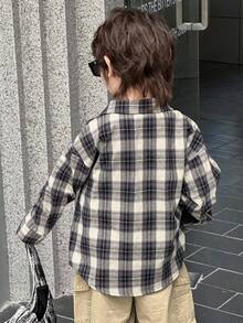 DAZY 幼儿男童休闲宽松格子衬衫，秋季街头风格