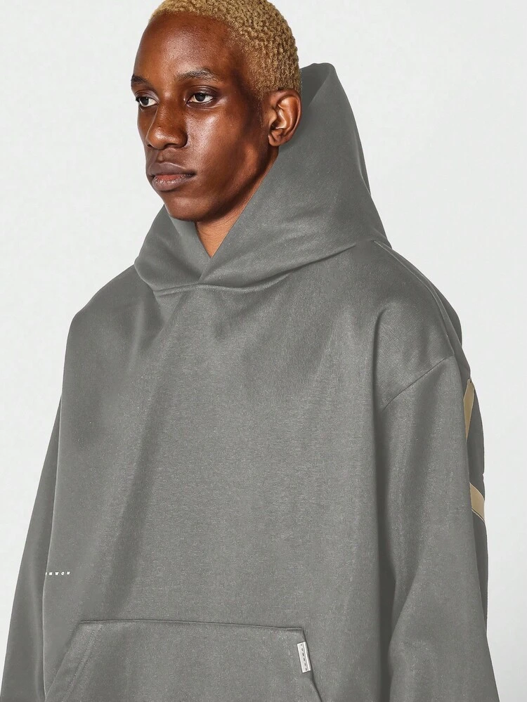 Brushstroke Text Design Hoodie With Centre Pocket