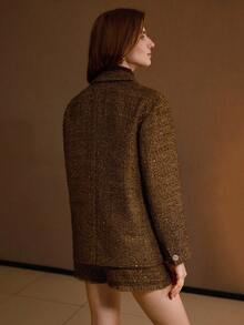 MOTF PREMIUM 秋冬季羊毛双排扣大衣 - 棕色 - 查看 4