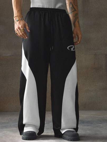 AXEPEAK 男士休闲撞色拼接抽绳腰运动裤