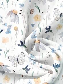 SHEIN LUNE Women's Watercolor Floral Print Casual Shirt, Suitable For Summer Short Sleeve Blouses Butterfly Print Blouses Floral Blouses For Women Fall Clothes For Women Chic Blouses For Women