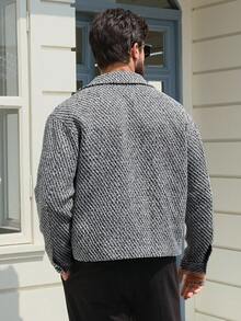 DAZY Floral Print Grey Short Men's Shacket, Autumn Jacket - Grey - View 2