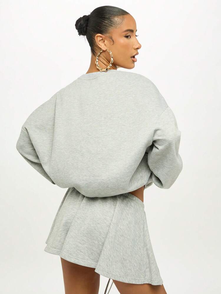 SUMWON WOMEN Oversize-Sweatshirt mit Rundhalsausschnitt und geprägtem Detail