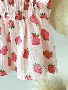 女婴可爱草莓印花背心和裤子两件套 - 粉色 - 查看 8