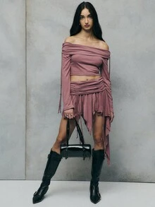 TypaGal 浪漫的上衣，优雅的垂坠感，非常适合女性秋季服装或优雅的晚间场合。 - 紅色 - 查看 4