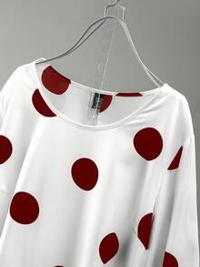 Linhara Elegant Commute & Vacation Style Women's Casual Versatile Comfortable Fabric Round Neck Long Sleeve Regular Design Black & White Plus Size Blouse, Spring/Summer/Autumn