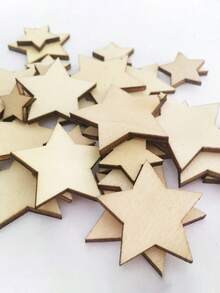 100pcs Wooden Star Shaped Hollow-Out Blanks For Wedding Diy Crafts, Assorted Sizes