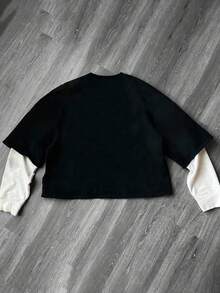 Manfinity Dauomo 男士休闲时尚街头字母印花拼接二合一长袖 T 恤，春/秋 - 彩色 - 查看 2