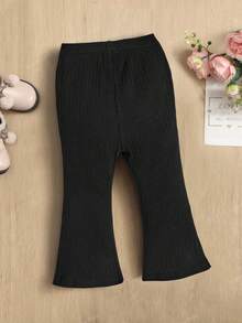 SHEIN Infant/Toddler Casual Solid Color Ribbed Flare Pants Toddler Flare Pants Baby Black Pants Toddler Girl Pants Baby Bell Bottoms Baby Girl Black Pants Fall Winter