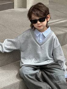 DAZY 幼儿男童休闲宽松羊毛套头衫，秋季街头风格