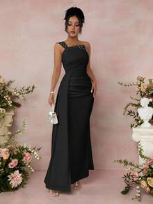 Rafferiza Women's Beaded Ruched Waist Bodycon Dress - Black - View 6