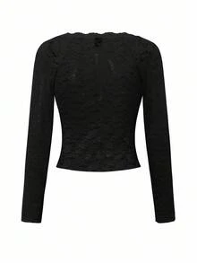 Rafferiza 女士法式浪漫蕾丝蝴蝶结性感上衣 - 黑色 - 查看 6