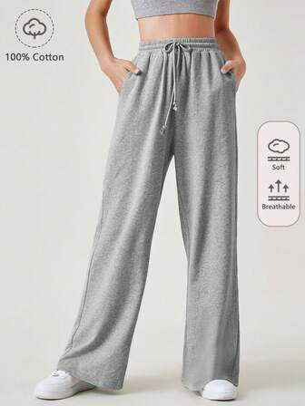 Pantalon ample en molleton bouloché avec cordon de serrage à la taille