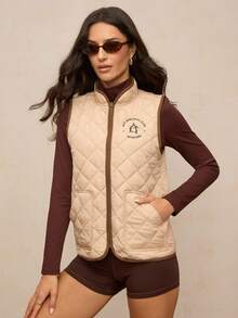 Activina 女士加厚绗缝运动背心 - 棕色 - 查看 2