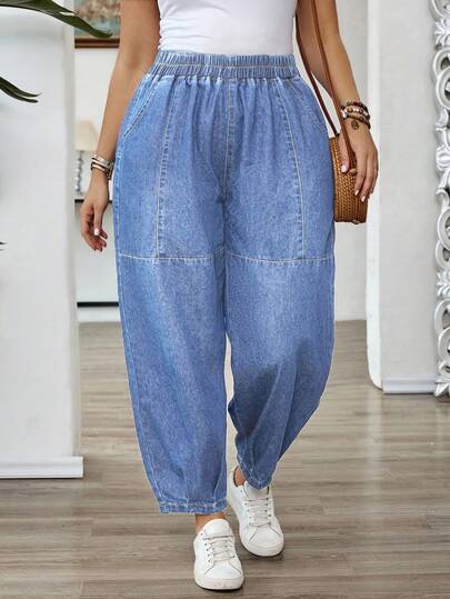 EMERY ROSE Plus Size Women Casual Loose Fit Jeans With Pockets