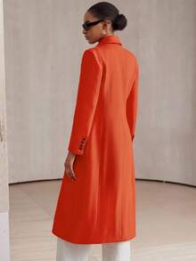 Aveloria Modichic New Stylish Commuter Chic Tailored Long Blazer Coat - Orange - View 2
