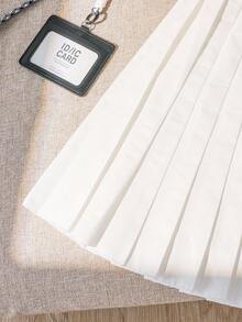 1 件女童松紧腰荷叶边百褶裙，休闲裙 - 白色 - 查看 3