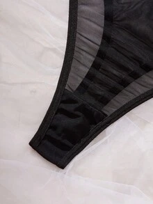 SHEIN 1pc Women's Sexy Lingerie Floral Embroidery Mesh Bodysuit - Multicolor - View 6