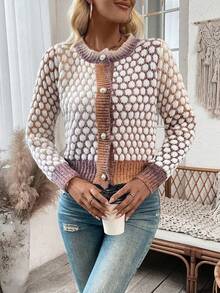 EMERY ROSE Cárdigan casual de mujer de manga larga y abotonadura sencilla (color del hilo aleatorio), otoño - Multicolor - Ver 5