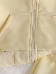 2pcs/Set Toddler Girls' Fashion Cream Bow Embroidery Hooded Jacket + Elastic Waist Fitted Ankle Pants, Casual Sports Outfit, Spring/Autumn Toddler Track Suit Kids Outfit Set Boy Clothes Set Kids Zip Up Hoodie Set Toddler Tracksuit Set Fall Winter - Apricot - View 5