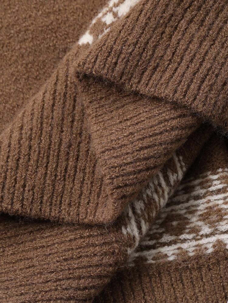 Women's Jacquard Knit Crew Neck Sweater, Cozy Atmosphere, Suitable For Autumn/Winter Outerwear Christmas,New Year