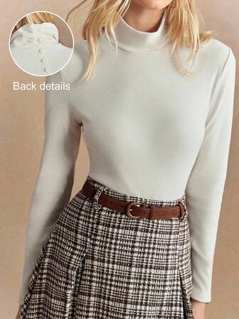 Écloséra New Casual All-Match Autumn High Collar Knitted Inner Wear Slim Long Sleeve Women's T-Shirt Women's Autumn Clothing Matching Going Out Top Long Sleeve Top Fall Cloth For Women