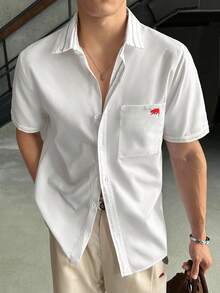 Manfinity VCAY Men's Summer Casual Versatile Embroidered Detail Shirt - Multicolor - View 2