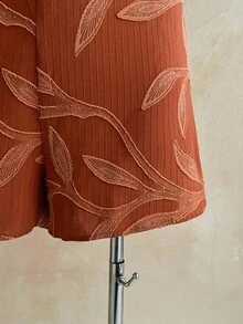 Soleia Macacão Plus Size Feminino de Férias, Carnaval de Verão, Viagem de Cruzeiro, Impressão de Silhueta em Aquarela Azul, Frente com Torção, Costas Abertas, Caimento Solto, Adequado para Festa, Encontro, Dia dos Namorados, Sobreposição - Castanho - Visão 5