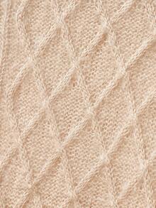 Uhlyne Women's Minimalist Date Night Casual Elegant Outerwear Top, Asymmetrical Shoulder Argyle Jacquard Long Lantern Sleeve Knit Sweater, Autumn/Winter Knit Pullover Fall - Khaki - View 5