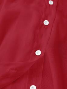 SHEIN Clasi 休闲白色透明蝴蝶结衬衫 - 紅色 - 查看 5