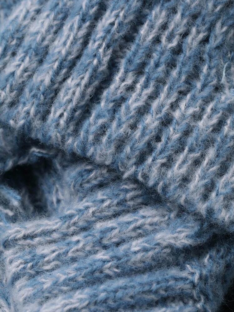 Short V-Neck Cable Knit Cardigan Sweater For Women, Blue, Autumn/Winter