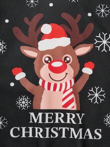 Women's Black Minimalist Christmas Graphic Crew Neck Long Sleeve Sweatshirt Christmas Shirt Christmas Sweater Reindeer Christmas Sweater Family Christmas Outfits Family Matching Outfits