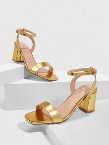 CUCCOO SZL Women Fashion Strap Faux Pearl Decor White High Heel Sandals, Suitable For Outdoor Events, Banquets, Parties And More, Gold Color - Gold - View 1